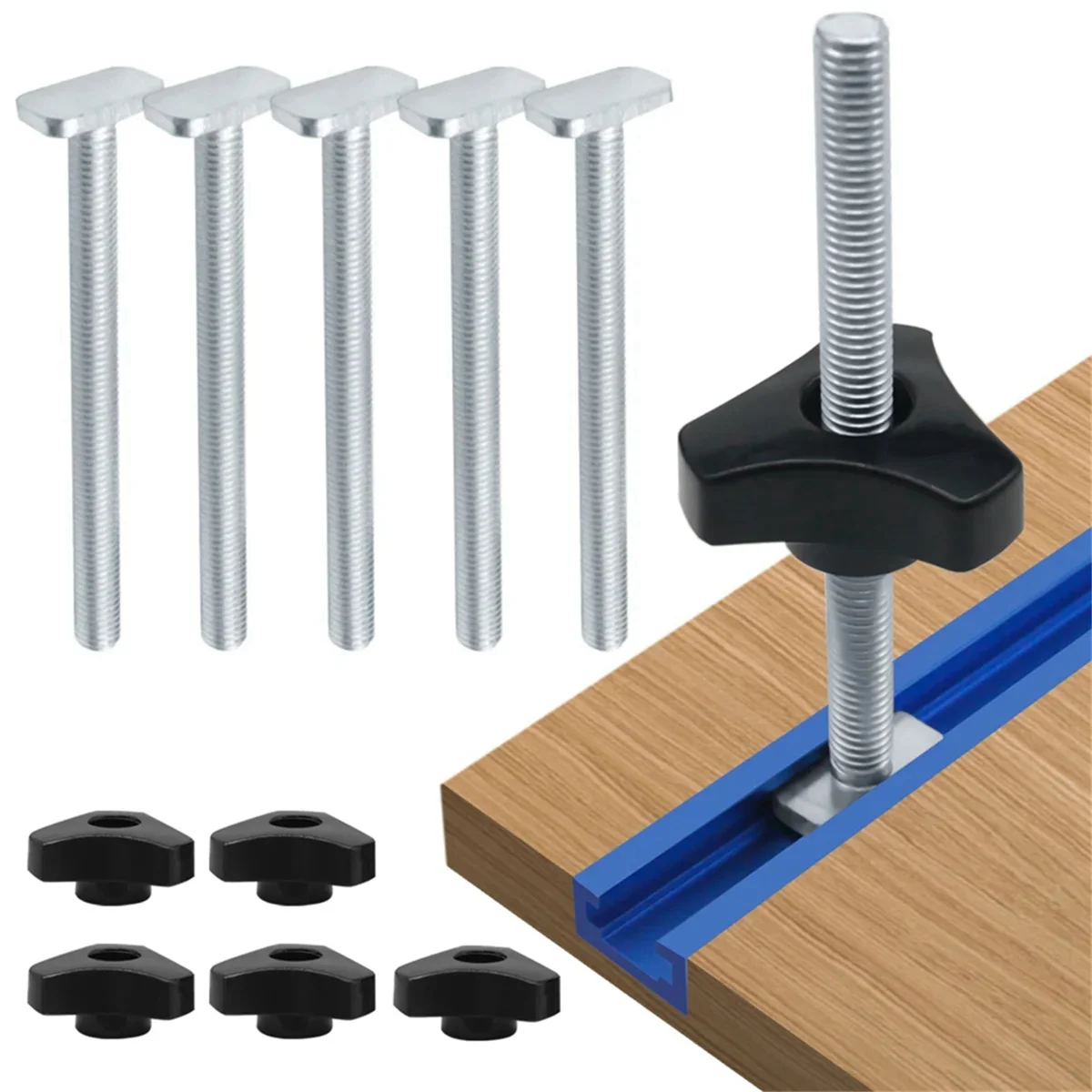 T Track Bolts Knob Kit Miter Track Sliding Nut T-Slider T Slot T Bolt for Woodworking Jigs Fixtures Tools Kit