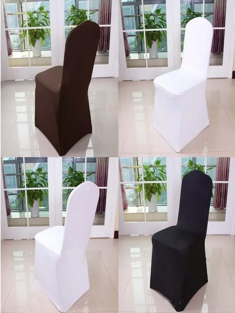 Wolesale hotel hotel chair cover wedding wedding pure color with thick white elastic high-end banquet chair cover