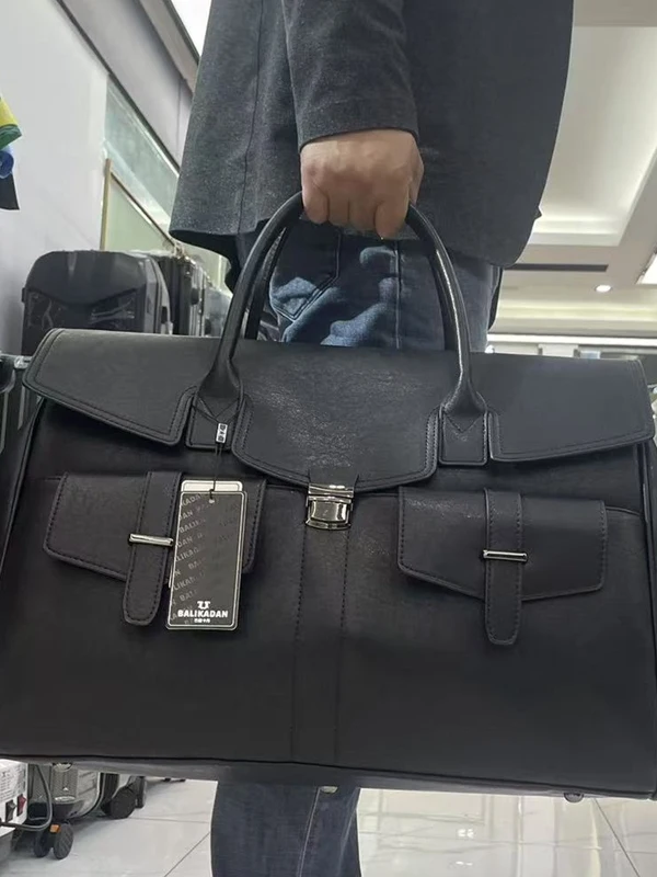 Genuine Leather Tote Bag with Multiple Pockets Large Capacity Handbag Unisex Single Shoulder Crossbody Fashionable Commuter P...