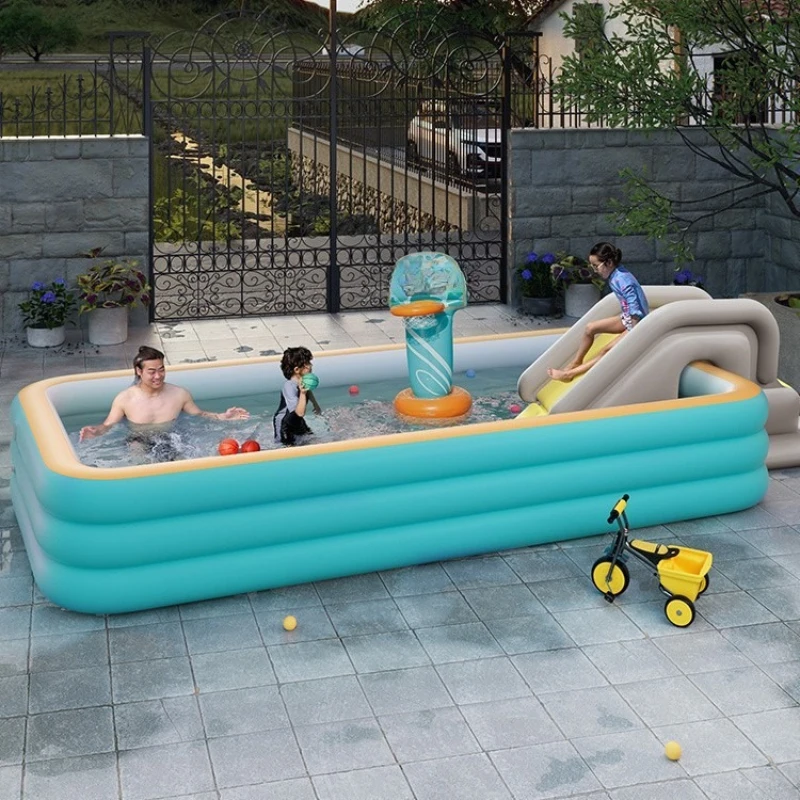 

Inflatable swimming pool with slide Children Children Home Bungalow Outdoor summer pool Bathing Foldable