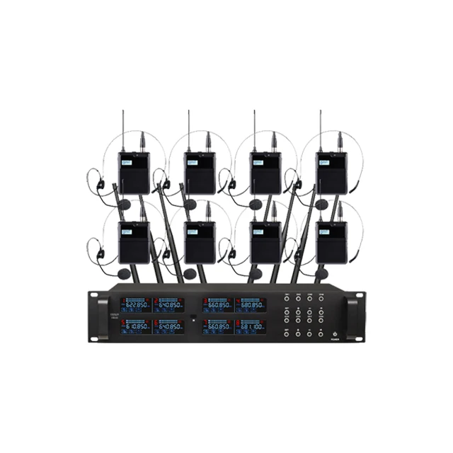 H8608 Professional One To Eight Wireless Conference Microphone Handheld Waist Pack