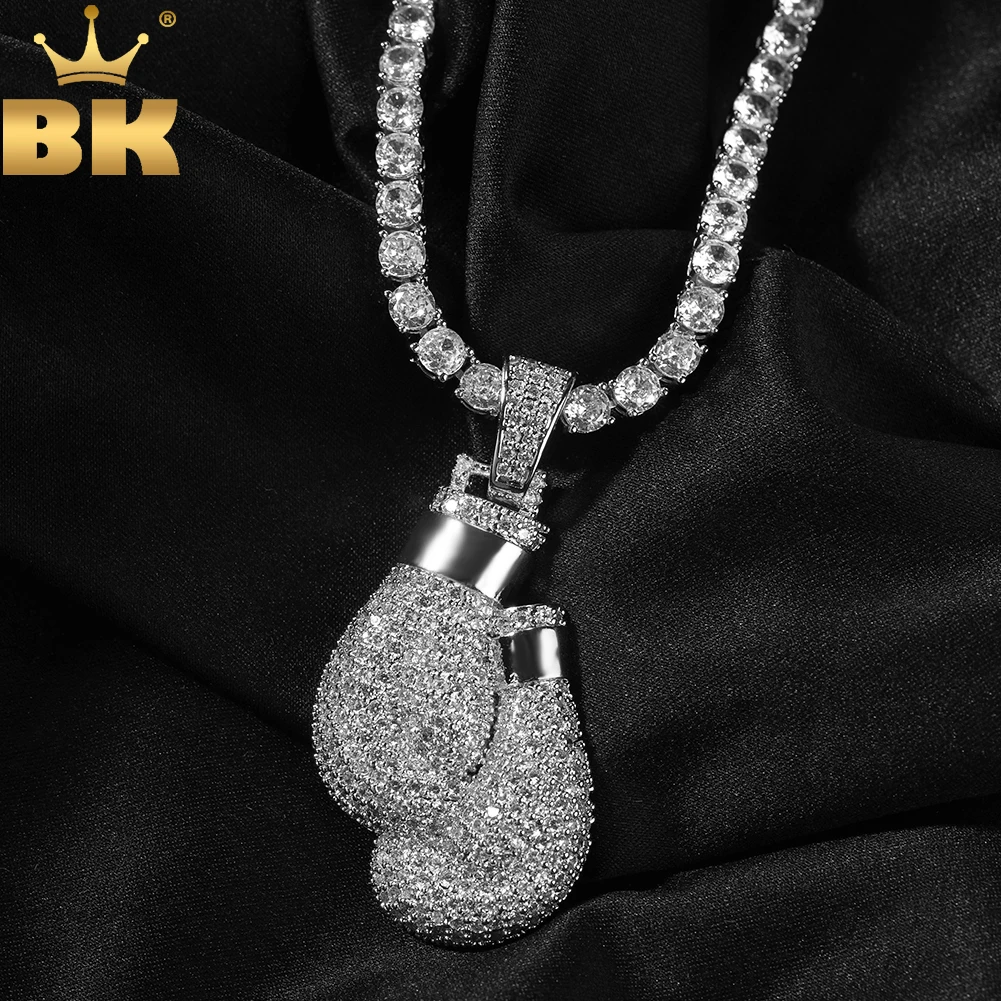 THE BLING KING Boxing Gloves Pendant Micro Paved Out Cubic Zirconia Men's Sports Casual Jewelry Hiphop Punk Jewelry