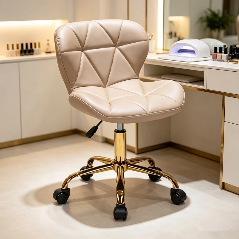 Leather Chair Height Adjustable Metal Nail Art High Back Swivel Chair