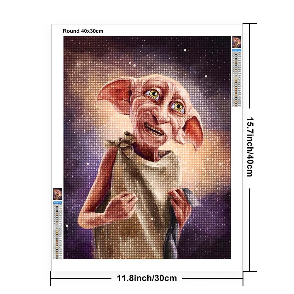 5D DIY Harry Potter Diamond Painting Elf Dobby Hogwarts School of Witchcraft and Wizardry Cross Embroidery Mosaic Art Gift