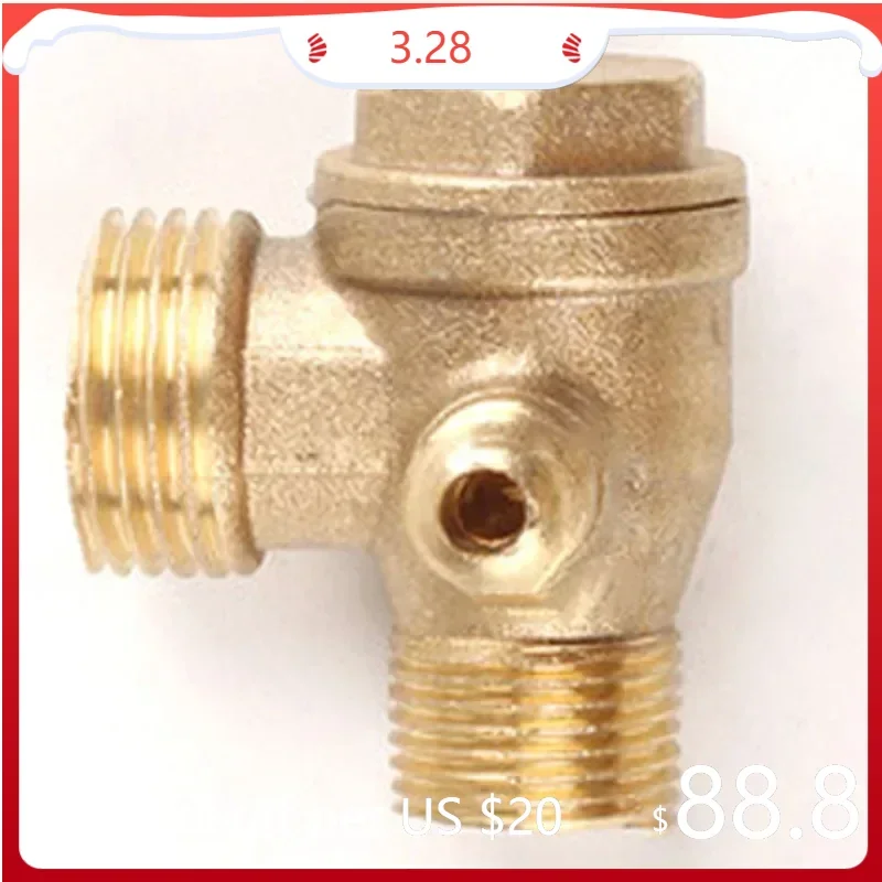 10*16*20 3-Port Brass Threaded Check Valve Air Compressor Tube Connect Air Pressure Tank Compressor Piston Pump Connector Tool