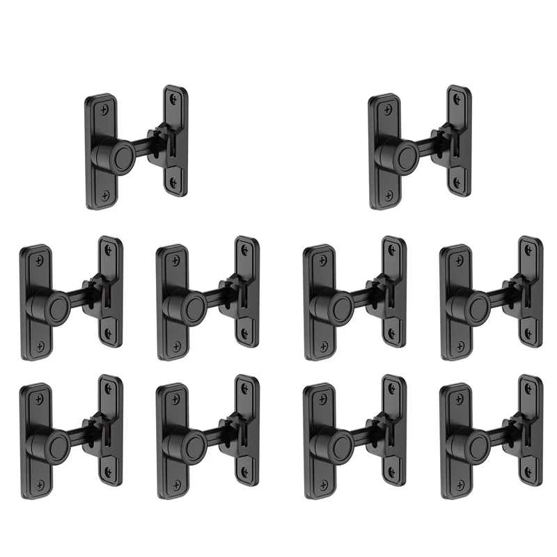 ABZW 10X 헤비 듀티 게이트 래치 90도 직각 헛간 도어 잠금 장치 정원용 도난 방지 슬라이딩 도어 잠금 래치 블랙