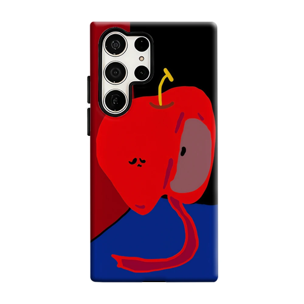 Sad Apple Red Phone Case For Samsung Galaxy S25 S26 Ultra S24 S23 Plus Shockproof Double Layer Tough Back Cover