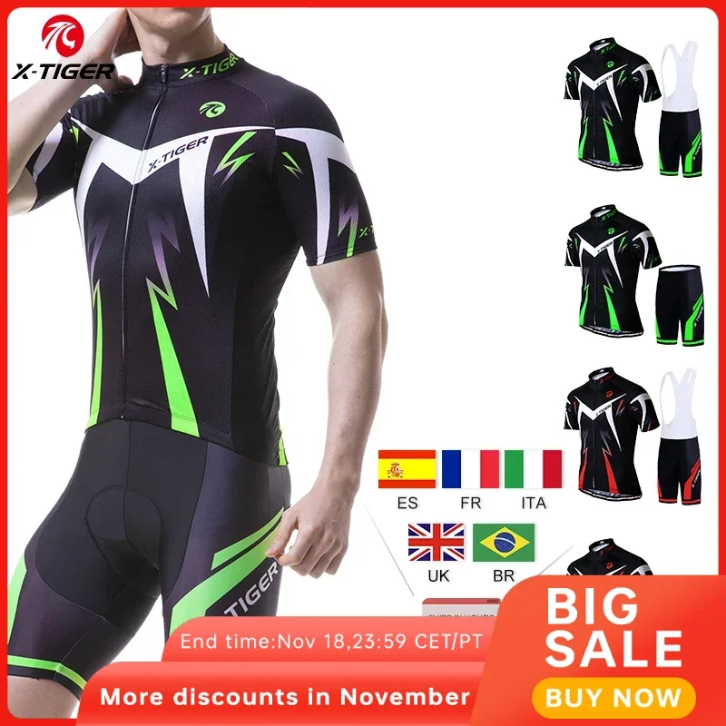 X-Tiger Pro Cycling Jersey Set Summer Short Sleeve Mountain Bike Clothes Bicycle Clothing MTB Bike Cycling Clothing Cycling Suit