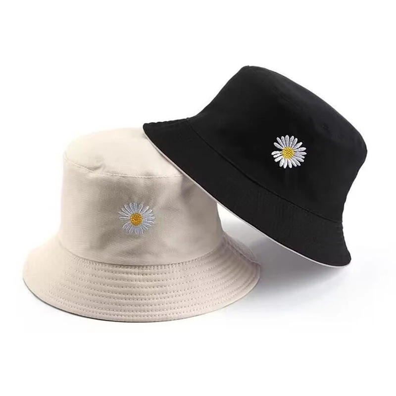 Solid Color Small Daisy Short Brimmed Hat With Double-sided Korean Version Trendy And Versatile Fisherman Hat, Outdoor Sunshade