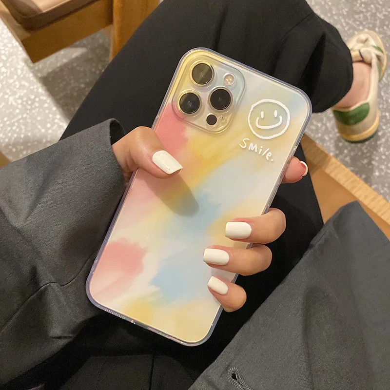

Smiling face suitable for Apple 12 13 14 15 promax phone case 11p anti drop x full package 7p protective case xsmax