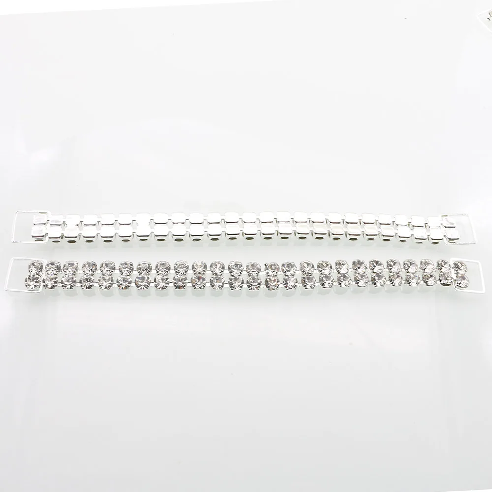 6pcs13 * 160MM Double Row Rhinestone Gold And Silver Decorative Chain/bikini Connecting Buckle For Shoulder Strap Clothing Acces