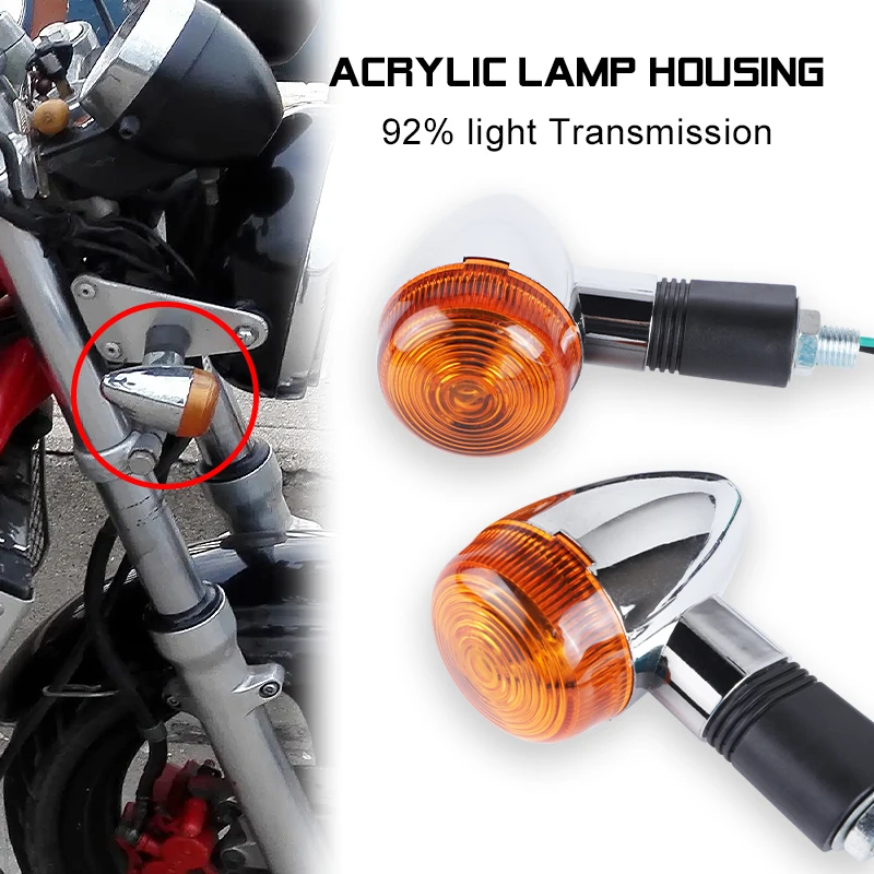 M10 Front Rear Motorcycle Bulb Turn Signal Lights Flashing Amber for Yamaha XVS 125 250 1100 Drag Star SRV250 XVS125 650 Racer