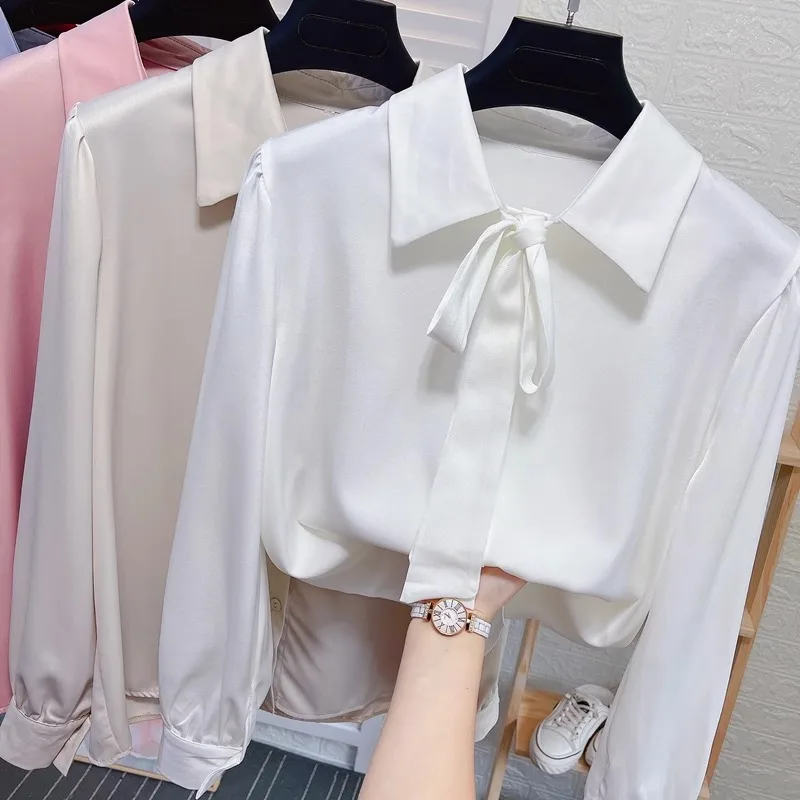 

Casual Long Sve Knot irt Women's Spring Autumn Loose Drapey Base Layer Ne Top Polyester Spandex Blend