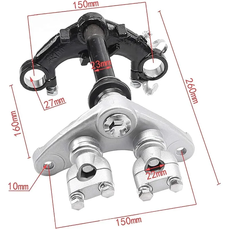 CRF50 70cc 90cc 110cc 먼지 자전거 드럼 브레이크 용 트리플 트리 핸들 바 라이저 클램프가있는 27mm 프론트 포크 서스펜션 충격