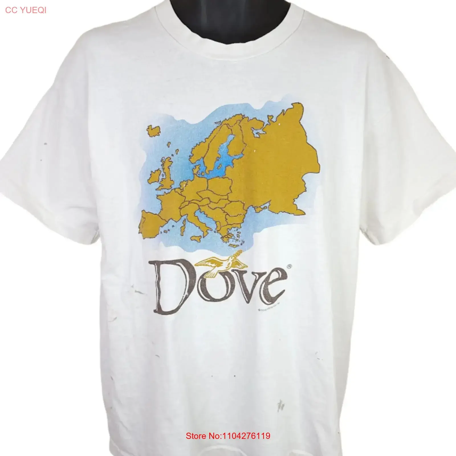Vintage Dove Ice Cream T-Shirt Herrengröße XL 90er Jahre Snack Dutch Made In USA Vintage Washed Top für den Alltag Leicht weich