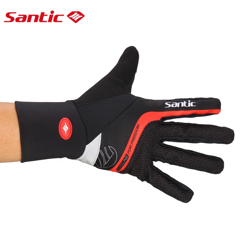 Santic Winter Cycling Gloves Mens MTB Road Bike Windproof Sport Protective Gear Keep Warm Non-slip Bicycle Long Finger Gloves