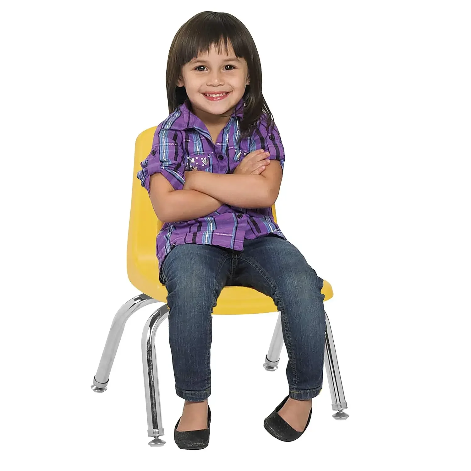 Direct Partners 10358-AS Silla apilable escolar de 10", asiento apilable para estudiantes con patas de acero cromado y deslizadores giratorios de nailon para in-Ho