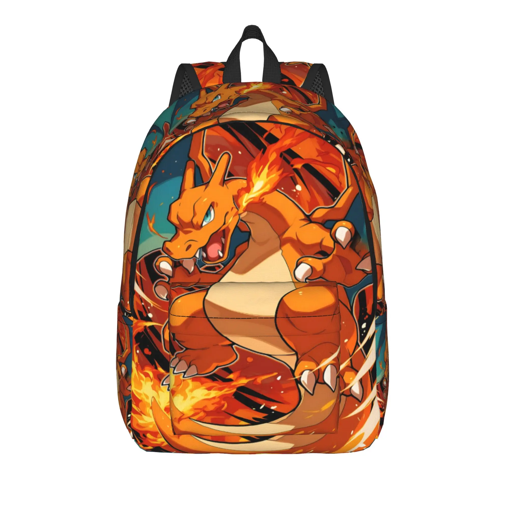 Mochila Fashion Pokemon Charizard Kawaii para Caminhadas com Fecho de Zíper