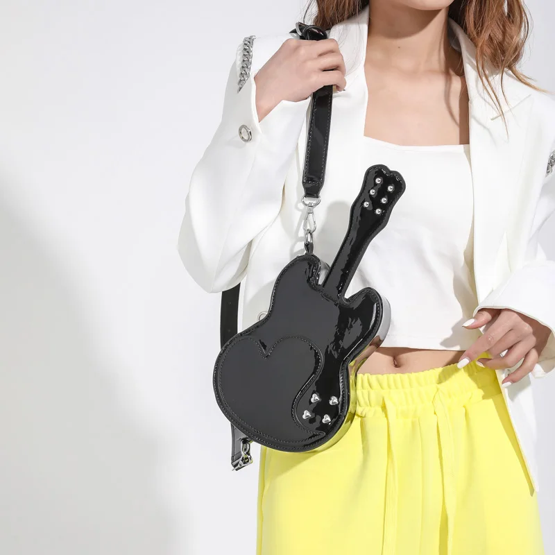 Fashion Guitar Shaped Bag Pu Leather Cute Women\'S Shoulder Bag Guitar Shape Crossbody Bag Women Cute Creative Messenger Bag