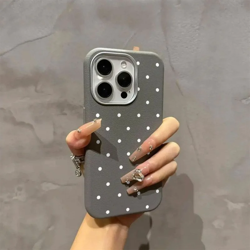 Retro Wave Point Red Phone Case for iPhone 16 Pro 15 14 13 12 Pro Max 14ProMax Casing Cute Matte Cover