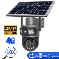 Guudgo Tri-lens Solar Camera 10X Optical Zoom WIFI 4G Wireless PTZ Color Night Vision Human Detection Solar Powered Waterproof