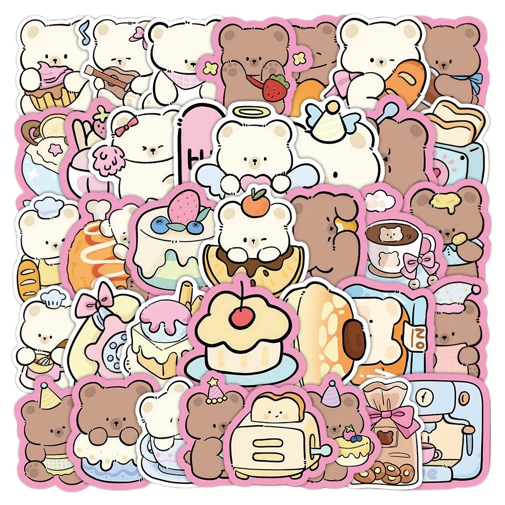 50 шт., милые мультяшные корейские наклейки с изображением медведя, граффити для велосипеда, ручной пенал, наклейки, аниме, Worlds Store