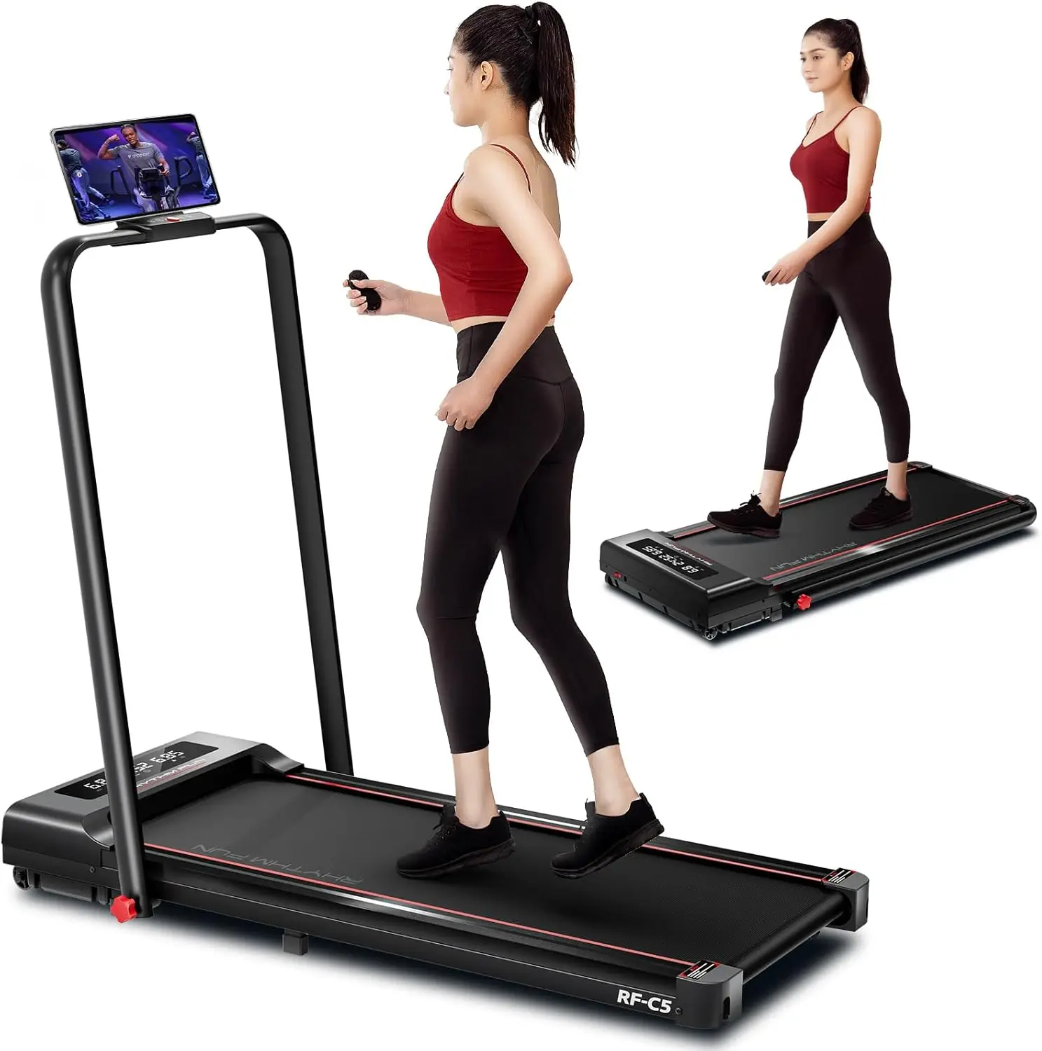 Treadmill, 300 lb Capacity Walking Pad 2.5HP Treadmill Under Desk, Portable Treadmill for Home and Office