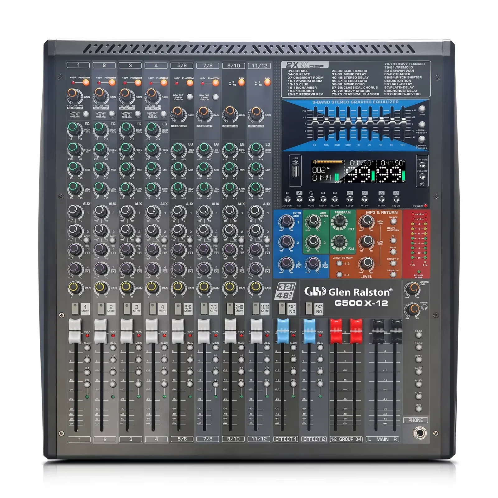 

G500X-16 16 Channels /Bluetooth/USB/Recording/4Group/Double 99DSP Powered Audio Mixing Console Sound System