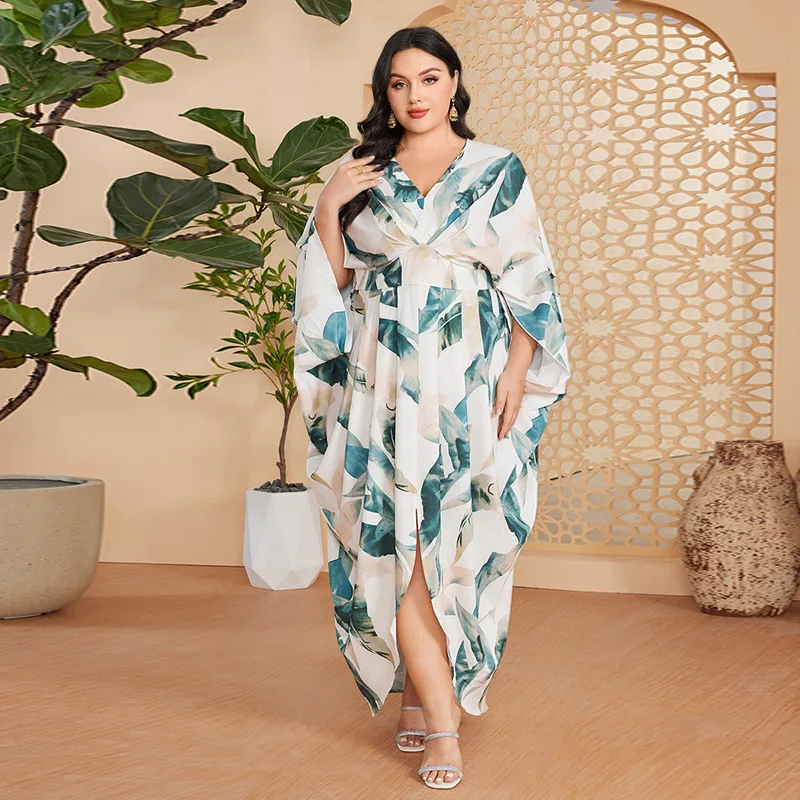 

Middle East Muslim cross-border clothing Fashion banquet dress Large size dress Fashion simple temperament Elegant vacation styl