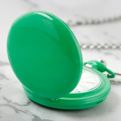 Exquisite Green Digital Display Quartz Pocket Watch Vintage High Quality Steel Universal Necklace for Men and Women Clock Gift