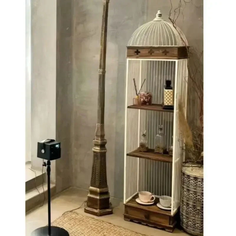 

Retro solid wood creative birdcage bookshelf