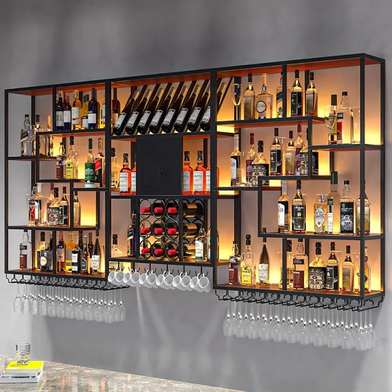 Cabinet Gold Wine Rack Storage Display Hanging Living Room Wine Bottle Holders European Modern Botelleros De Vino Bar Furniture