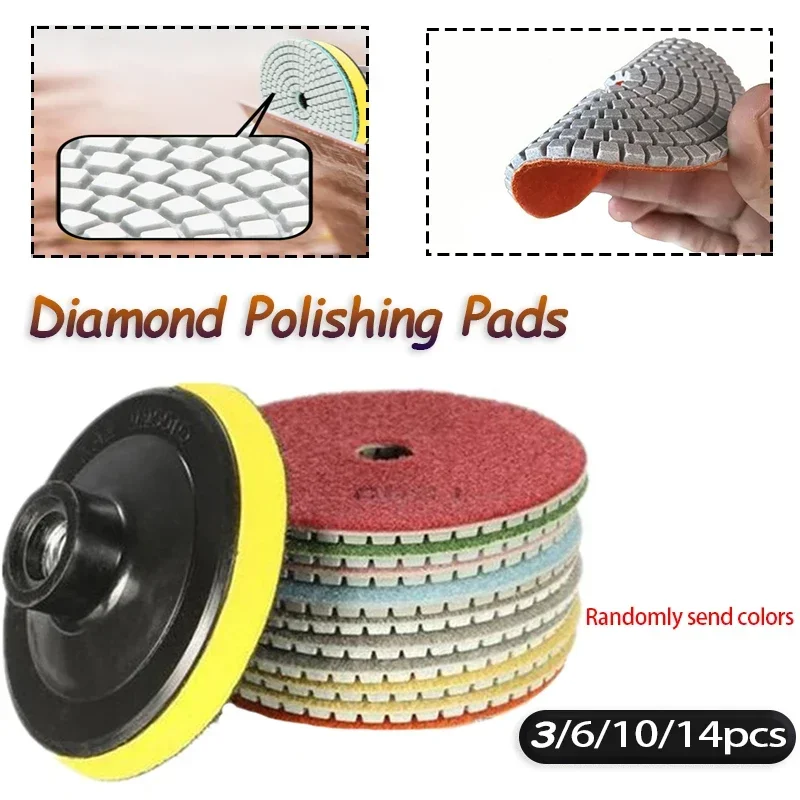 4-inch Diamond Water Polishing Pads 50-1000 Grit Diamond Sanding Wheel with Backer Pad For Polishing/Refurbishing Marble Granite