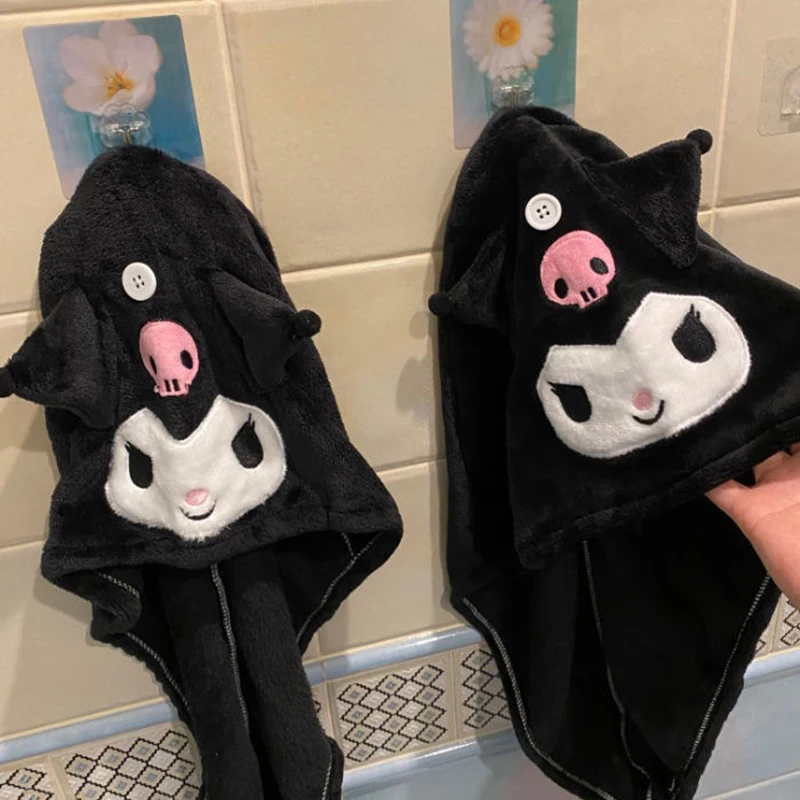 Kawaii Kuromi My Melody Cinnamoroll Hair Drying Cap Easy To Dry Wrap Head Towel Cartoon Anime Bath Hat Home Bathroom Supplies