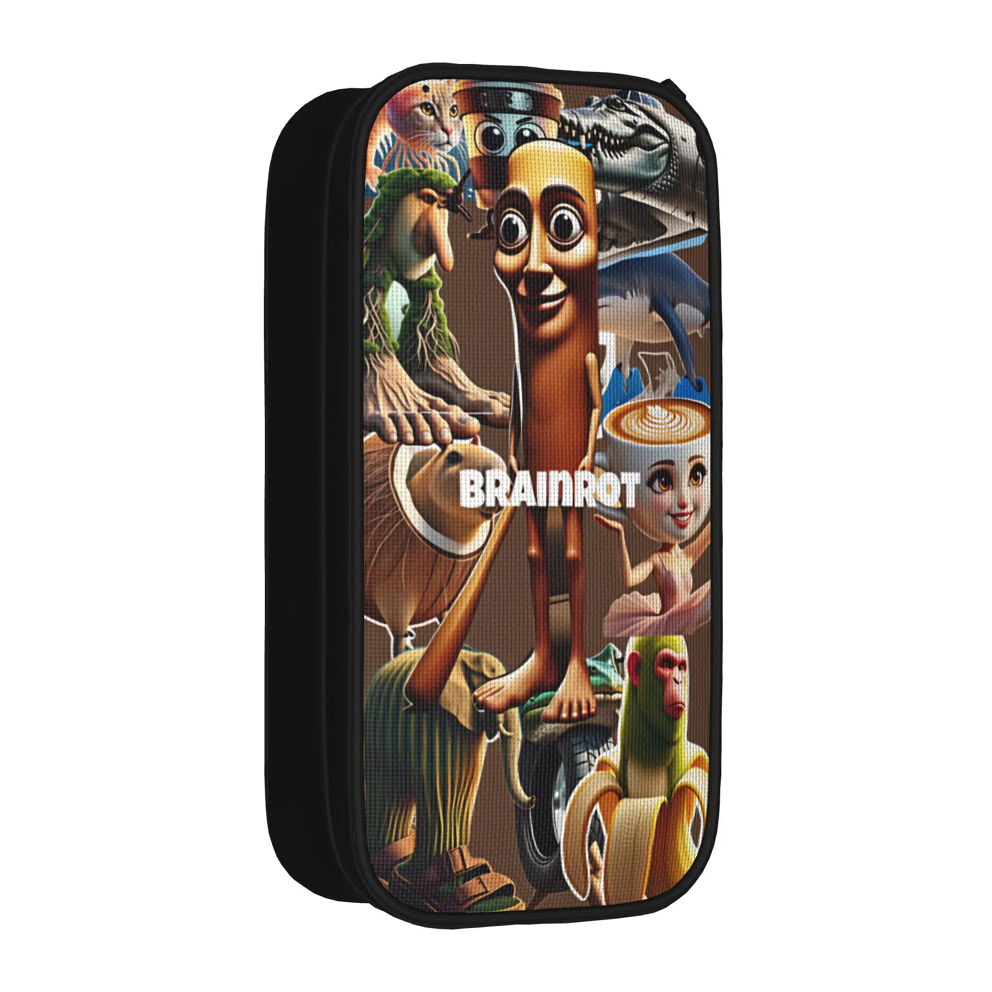 Italian Brainrot  Pencil Case  College Pencil Bag Boy Girl Canvas Lovely School Pencil Cases Pattern Stationery