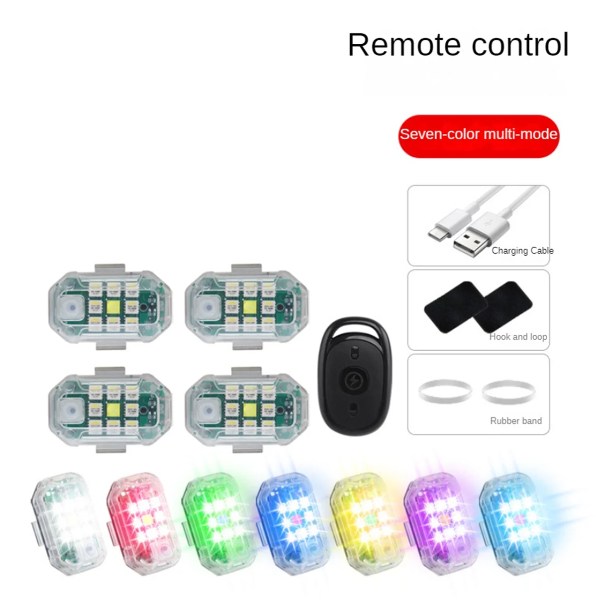 Strobe Light Motorcycle LED Flash Anti-Collision Warning Light Car Bicycle Waterproof Wireless Remote Control,6 PCS