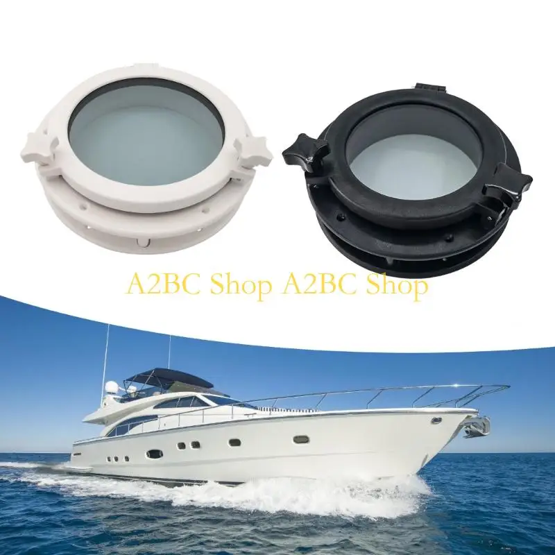 A2BC Waterproof Round Porthole Portlight ABS Quick Installation 4mm Tempered Glass for Boat Yacht Applications