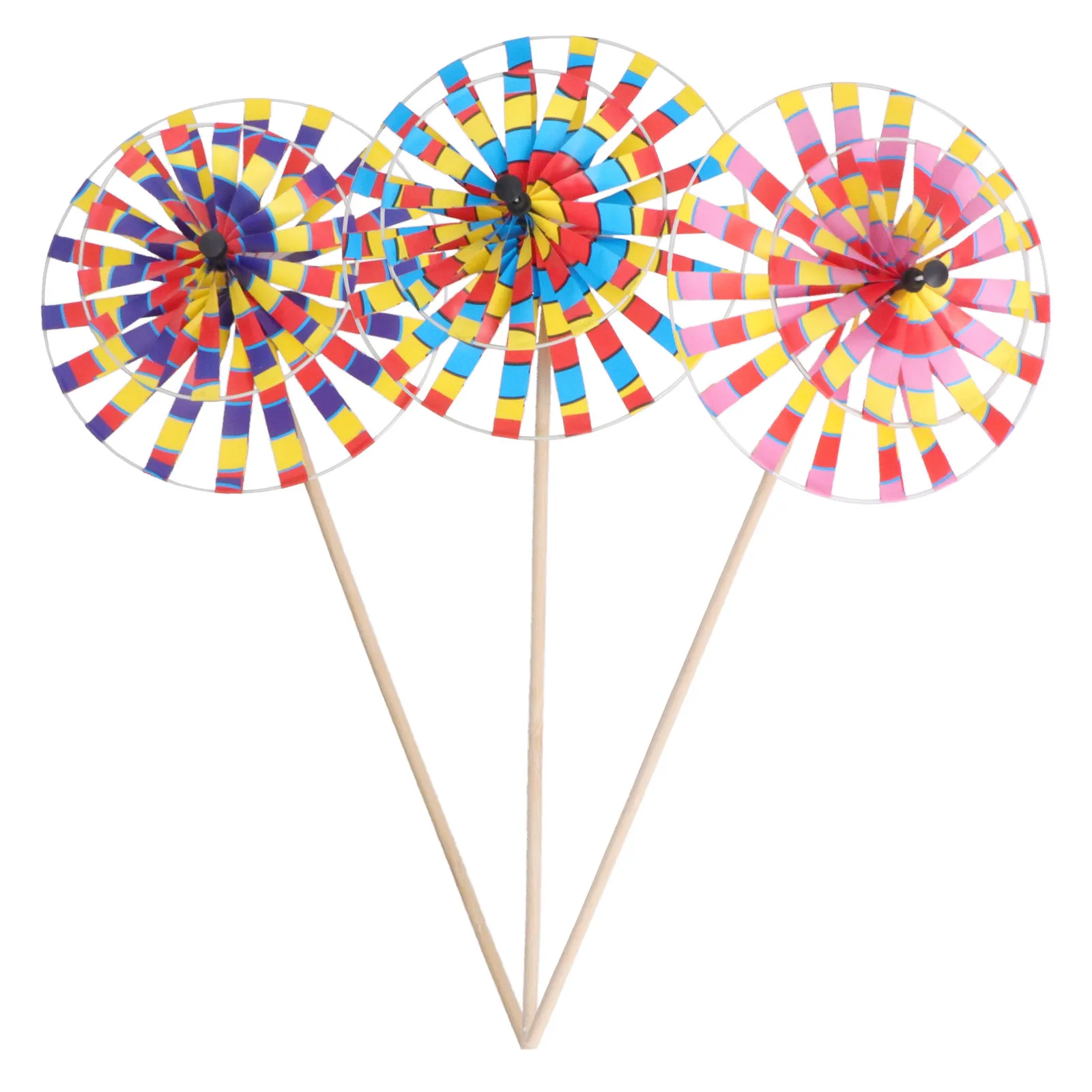 

3Pcs Round Windmill Outdoor Plastic Windmill for Garden Flower Bed Decoration Children Holiday Atmosphere Stylish