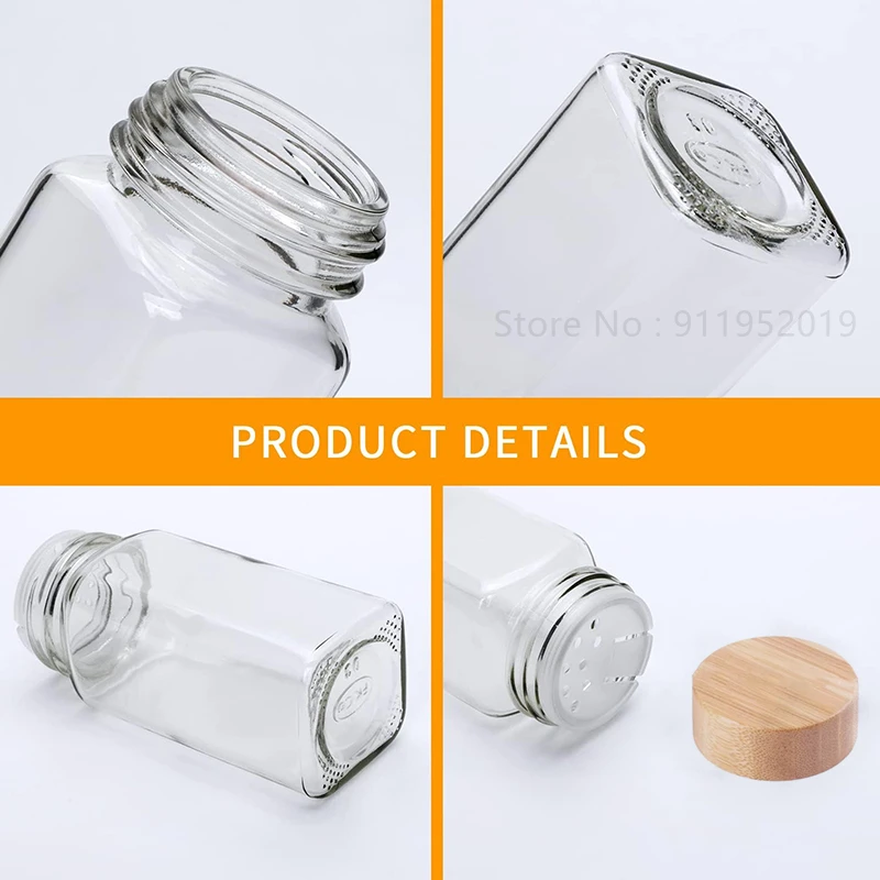 12pcs Glass Spice Jars - 4 oz Glass Spice Jars with Bamboo Lids, Minimalist Farmhouse Spice Labels Stickers, Collapsible Funnel