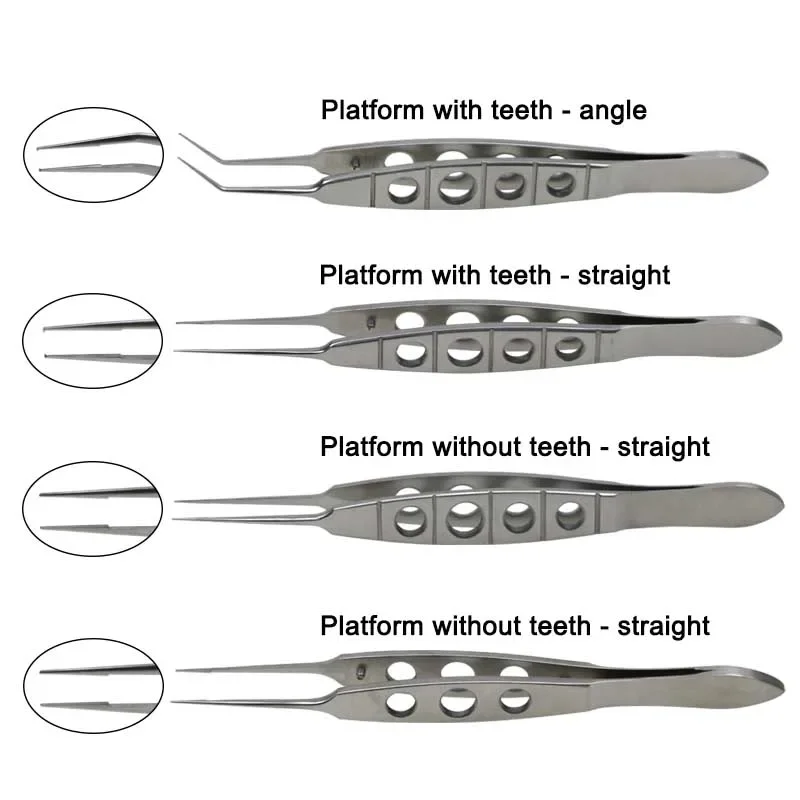 

GREATLH Ophthalmic Forceps Tweezers with Platform with Teeth Stainless Steel Surgical Tool Ophthalmic Tools