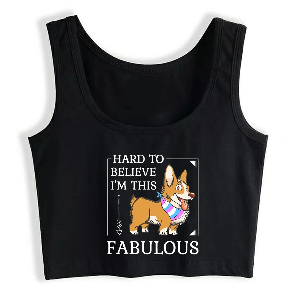 LGBTQ Transgender Pride This Fabulous Cute Corgi Print Tank Top Happy Pride Month Parade Sports Crop Top Street Cotton Camisole