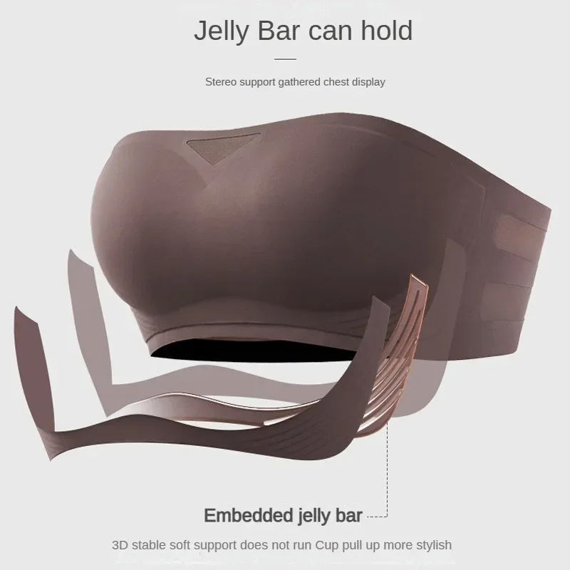 BH Tanpa Tali Wanita, Tanpa Kawat, Anti-Slip, untuk Musim Panas, Penyangga Dada Kecil, Tanpa Jahitan, Anti-Tembus Pandang, Model Tube Top Jelly