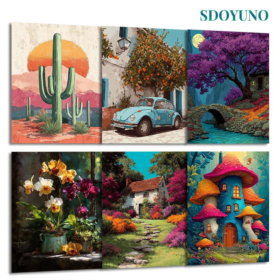 

SDOYUNO Painting Paints By Numbers Oil Art plant Digital oil paintings Picture Canvas Drawing Handiwork Set Kit Home Decoration