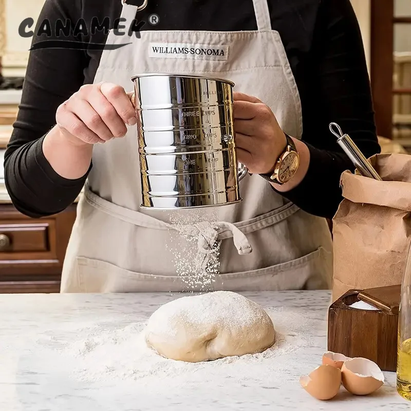 

Stainless Steel Flour Sifter For Baking Powdered Sugar Shaker/Dispenser With Rotary Hand Flour Strainer Pastry Tools