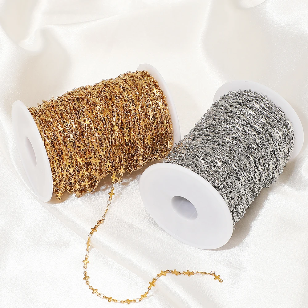 1 Meter Edelstahl-Kreuzketten für DIY-Schmuckherstellung, Armband-Zubehör, Halsketten für Mädchen, Körperketten, Bastelbedarf – Detail 6