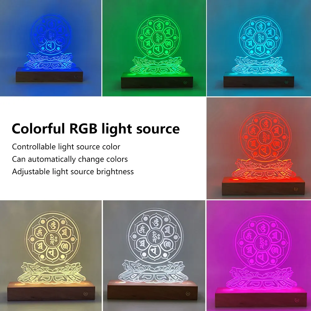 LED Wood Lamp Base 7LED Colorful Rectangle Display Pedestal Lights Display Base Wooden Lighted Base Stand for Resin Acrylic Art