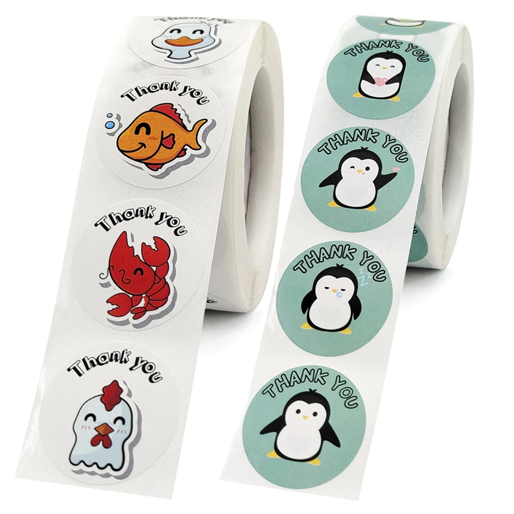 100-500pcs Cute Cartoon Penguin Stickers Thank You Sticker Children Reward Encourage Scrapbooking Decorative Stationery Stickers