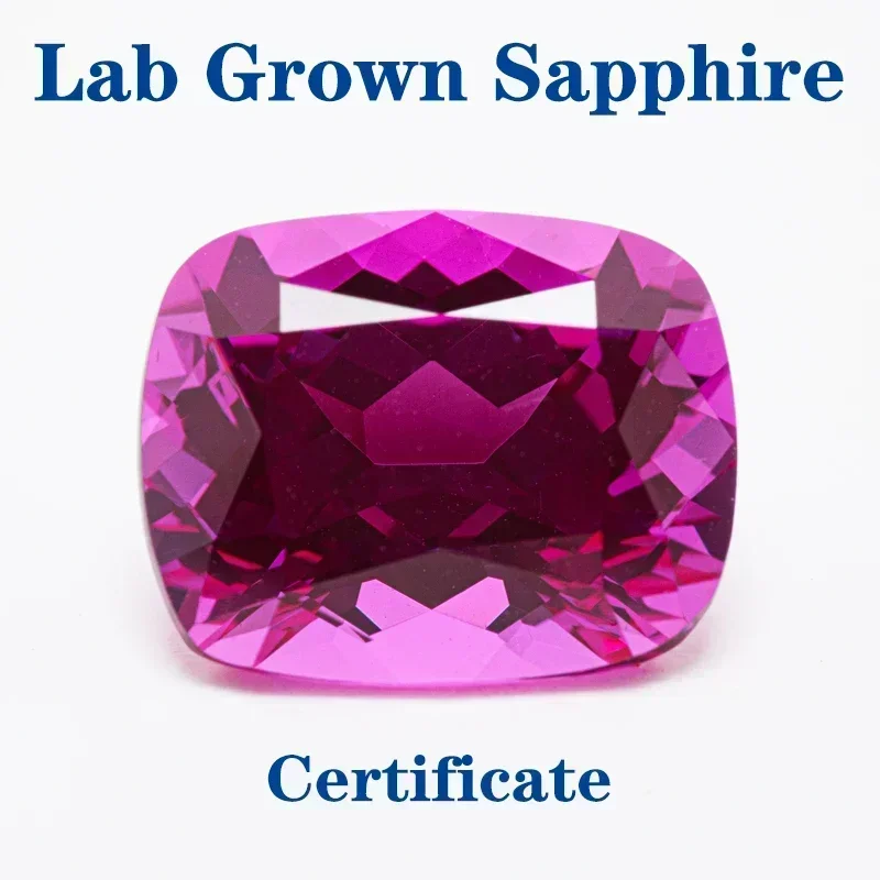 

Top Lab Grown Sapphire Rectangular Cushion Shape Hot Pink VVS1 Selectable AGL Certificate Gemstone Charms DIY for Jewel Making