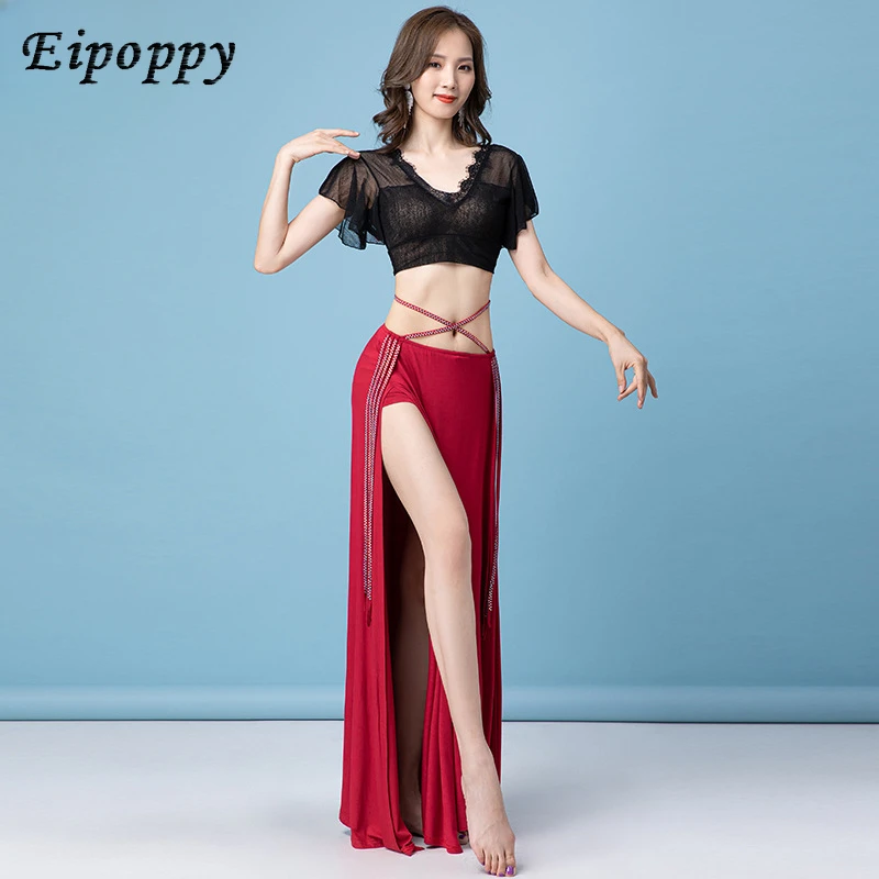 ชุดเต้นระบำหน้าท้องเซ็กซี่ผ่าข้างผ่าข้างชุดเต้นรำแบบตะวันออกชุดออกกำลังกายสำหรับผู้หญิง