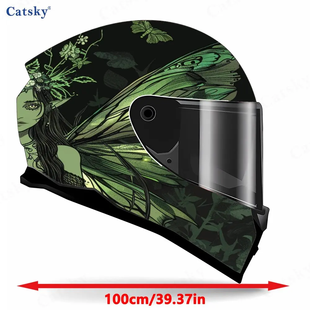 Fantasy Pattern of Green - Winged Fairy Pattern Helmet stickers , PVC Material Multifunctional Helmet Stickers, Scratch-Resistan